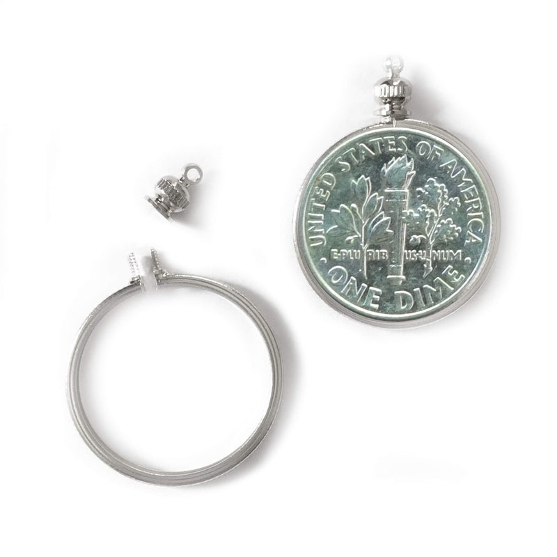 BeadExplosion Coin Holder Bezel for Dime USA 10 Cent Silver Tone Pack of 2 - Image 2